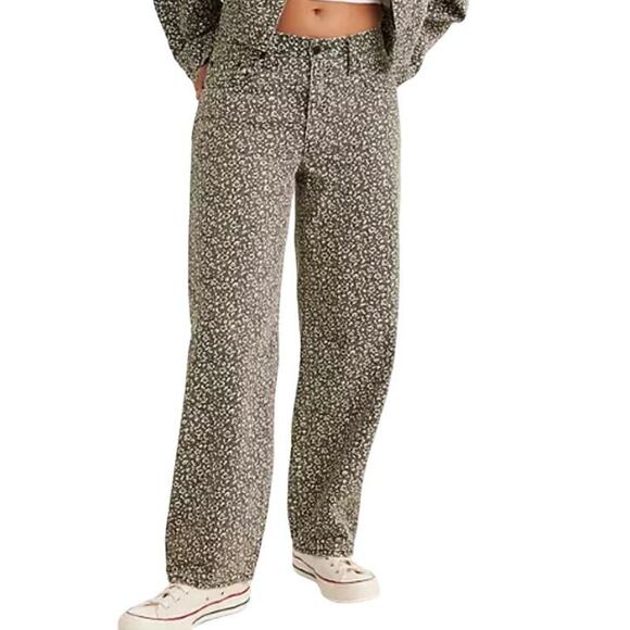 Levi's Black White Floral Baggy Dad Wellthread High Rise Straight Jeans Size 26 - Picture 3 of 16